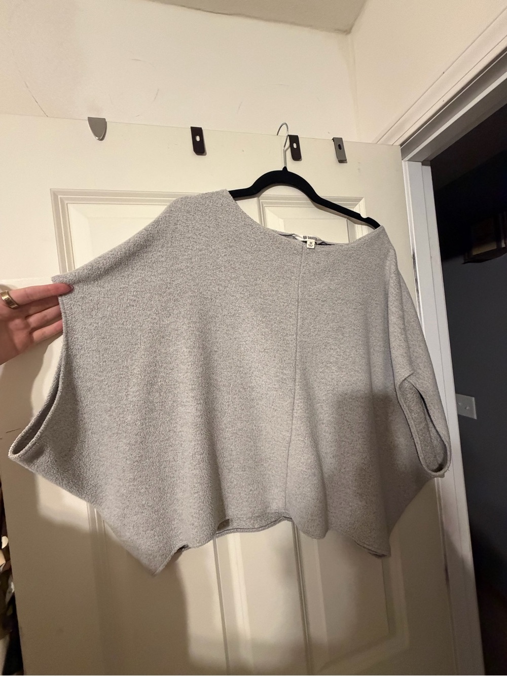 BB Dakota Light Gray Draped Batwing Sweater Poncho